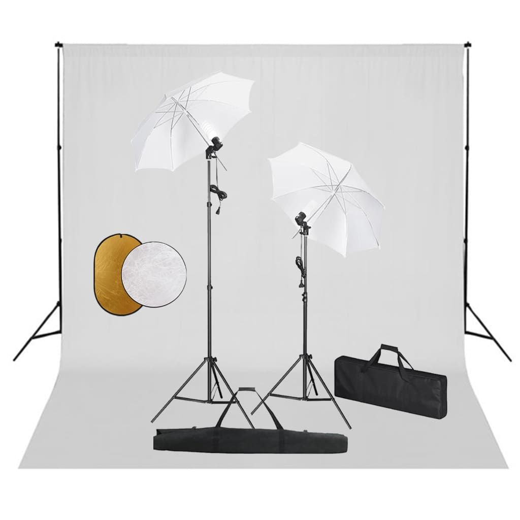VIDAXL Studio Light Kit with Background Screens and Reflectors