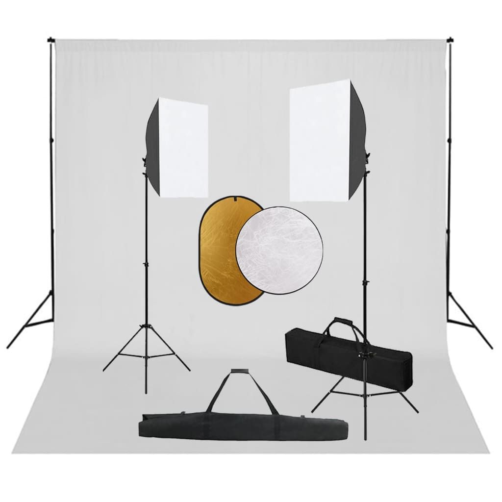 VIDAXL Studio Light Kit with Lights, Reflectors and Background