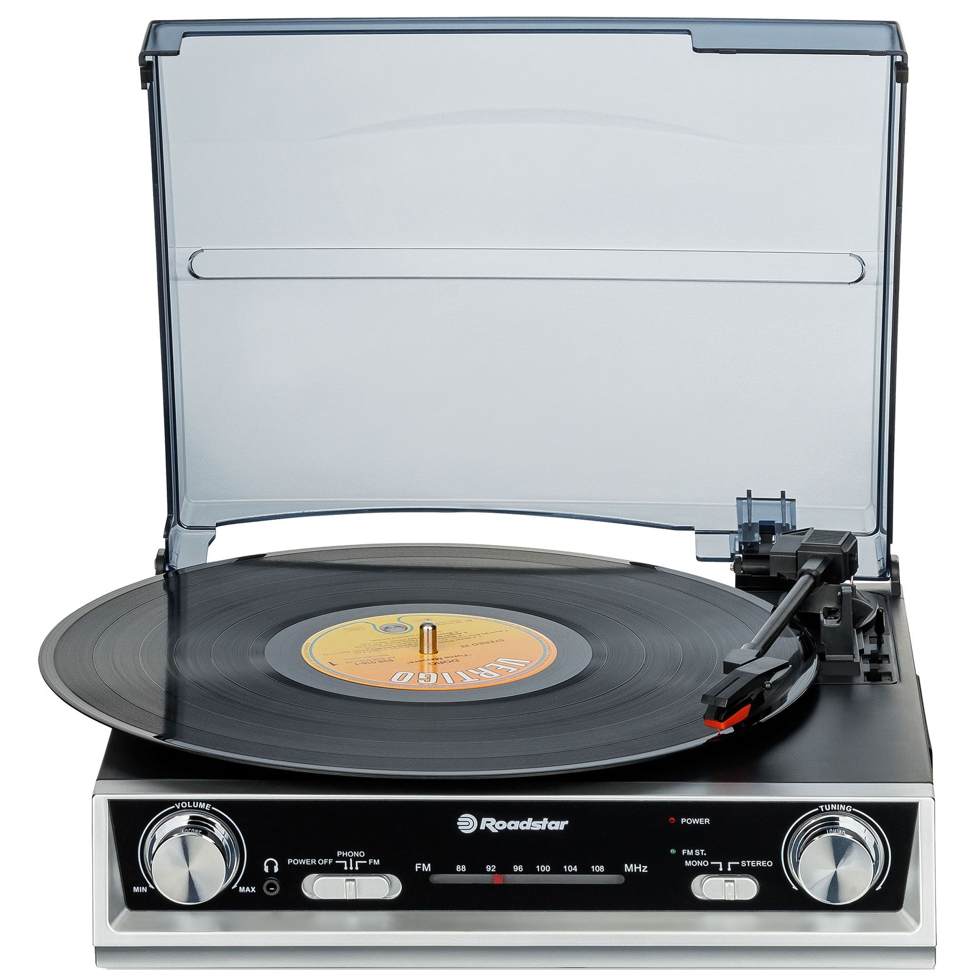 Roadstar TTR-8634 Vinyl Player with FM Radio and Built-in Speakers, Black