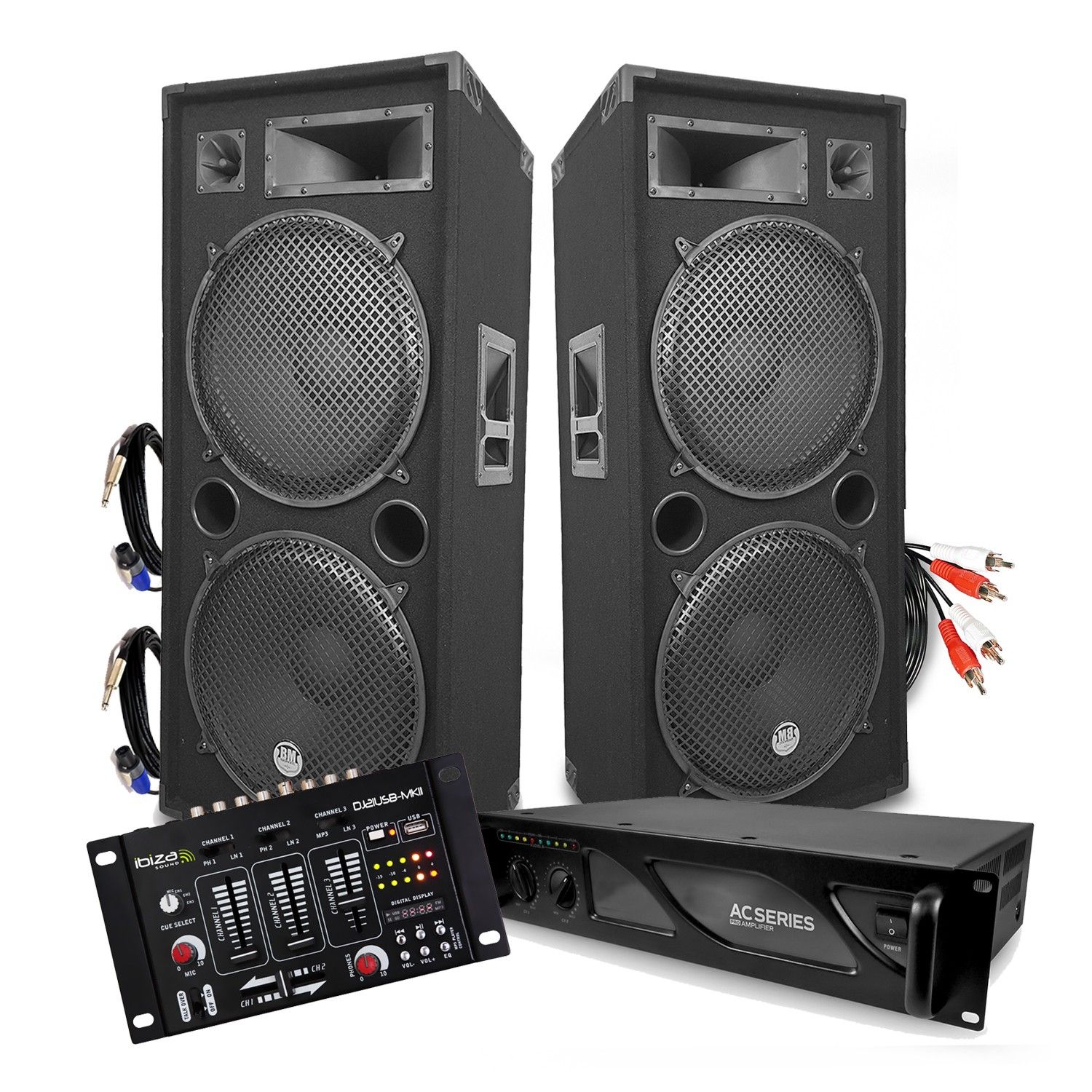 Sistema de sonido Gef-Roy BM SONIC con amplificador y mesa de mezcla Ibiza
