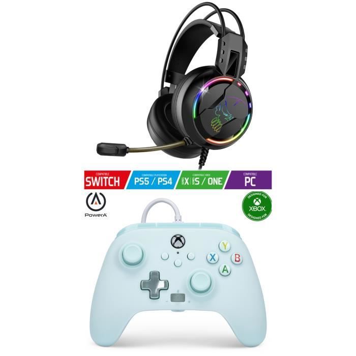 POWER A Xbox One S/X/PC Cotton Candy Blue Edition Controller + Gamer Pro H7 Spirit of Gamer Headset