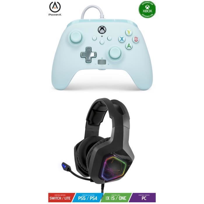 Controlador POWER A Xbox One/S/X/PC Cotton Candy Blue Edition + Auriculares Gamer PRO EH50 Naranja Espíritu del Jugador Xbox One/S/X/PC