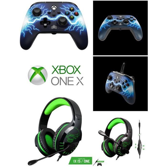 Paquete de Maneta Xbox One-S-X-PC - Espíritu del Jugador - Edición Arco Relámpago - Auricular Pro H3 - Estéreo 2.0 - Cableado