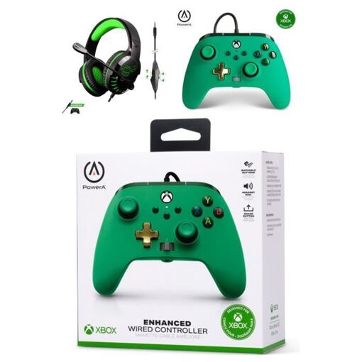 Mandos SPIRIT OF GAMER Edición Verde Oficial - Xbox One S/X/PC - Auricular Gamer H3 Estéreo 2.0