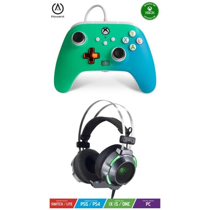 POWER A Xbox One/S/X/PC Seafoam Fade Edition Controller + Gamer Pro EH30 Spirit of Gamer Headset