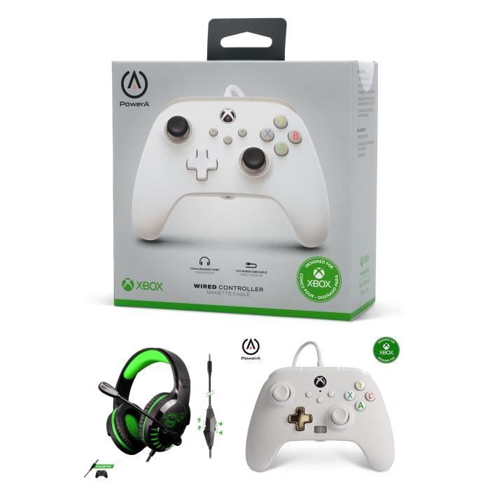 Controlador POWER A Xbox One-S-X-PC Edición Blanca Nublada Especial + Auricular Gamer Pro H3 Espíritu del Jugador para Xbox One/S/X/PC