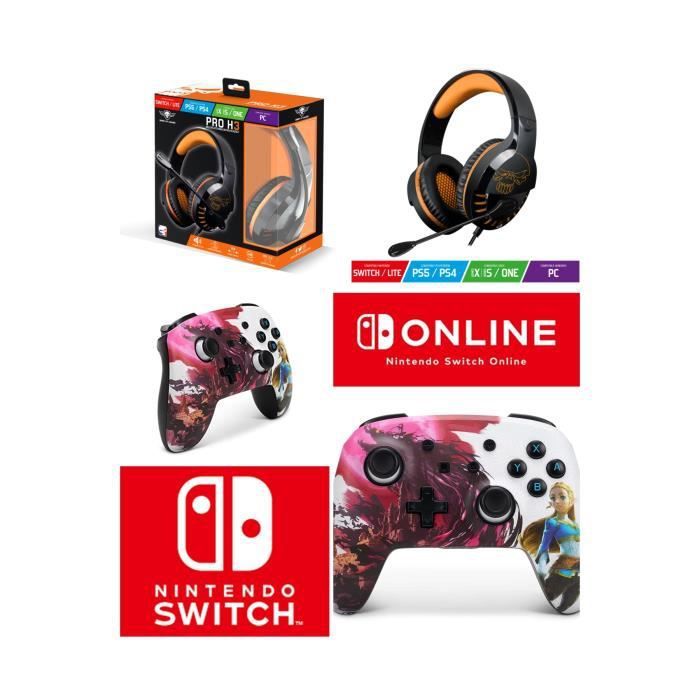 Nintendo Switch Controller and Gaming Headset - Zelda: Breath of the Wild Blood Moon Official Set