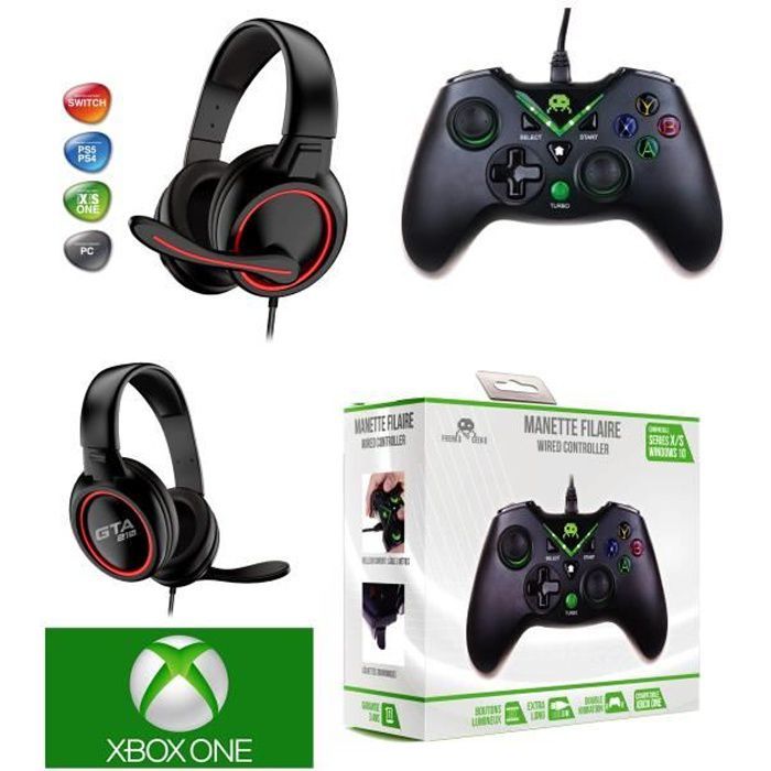 Set de controlador Suza para Xbox One/S/X/PC - Negro + Auriculares Gamer PRO-210