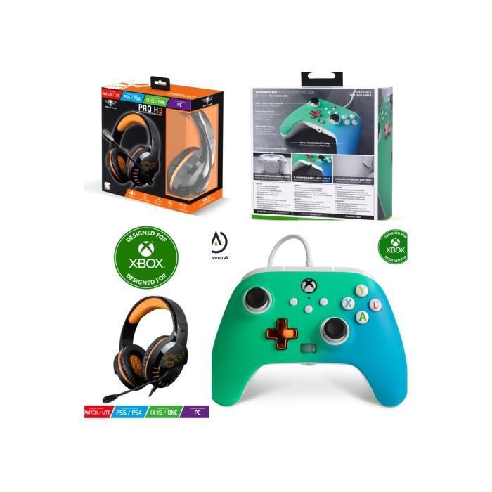 POWER A Xbox One/S/X/PC Seafoam Fade Edition Controller + Gamer PRO H3 Orange Spirit of Gamer Headset