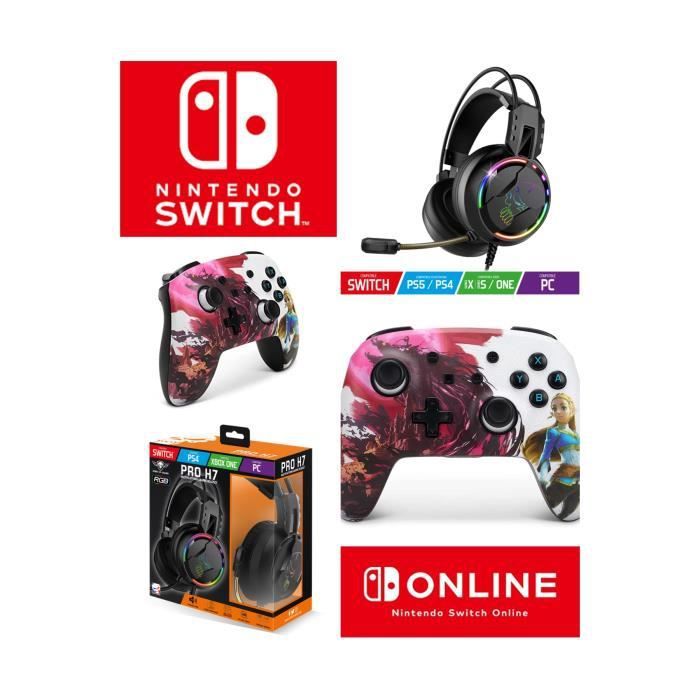 Manette Bluetooth POWER A SWITCH-LITE pour Zelda Blood Moon + Casque Gamer PRO H7 ESPRIT DU JEUEUR pour Nintendo Switch