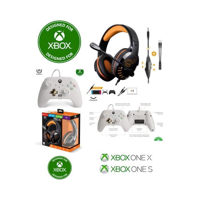 Spirit of Gamer Xbox One/S/X/PC White Edition Controller + H3 Pro Orange Gaming Headset