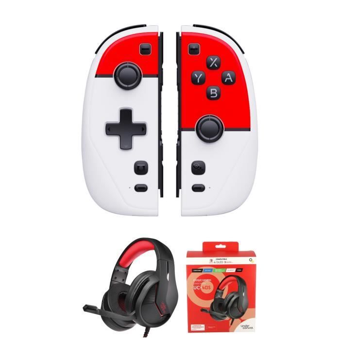 Nintendo Switch Joy-Con Controllers V2 (Pokeball Design) with Pro-SH3 Spirit of Gamer Headset