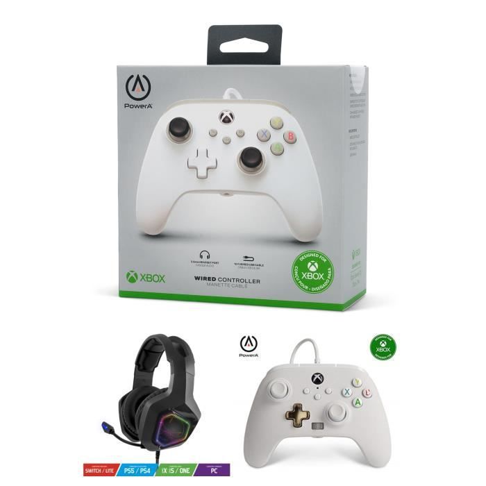 POWER A Xbox One/S/X/PC White Edition Controller + Gamer PRO EH50BK Spirit of Gamer Headset