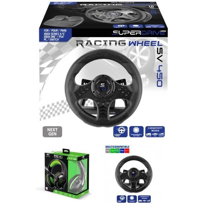 Subsonic PRO Race Pro SV450 Racing Wheel for Xbox, PS3, PS4, SWITCH, PC