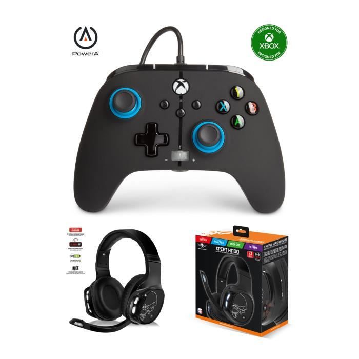 Controlador oficial POWER A Xbox One S/X/PC + Auriculares gamer H3 SPIRIT OF GAMER - Negro Azul