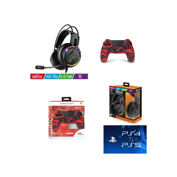 Manette sans fil Spirit of Gamer PS4 - Camo Urbain Rouge