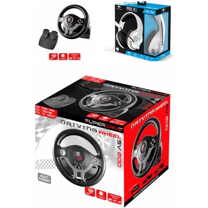 Subsonic PRO Race Pro SV200 Racing Wheel for Xbox Series XS/PS3/PS4/SWITCH/PC & Subsonic Sonic + Spirit of Gamer Headset for PS5