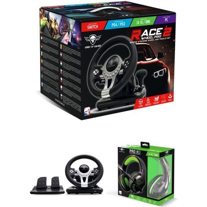 Volante de juego Subsonic Race Pro Wheel 2 para Xbox Series XS/PS4/PS3/SWITCH/PC