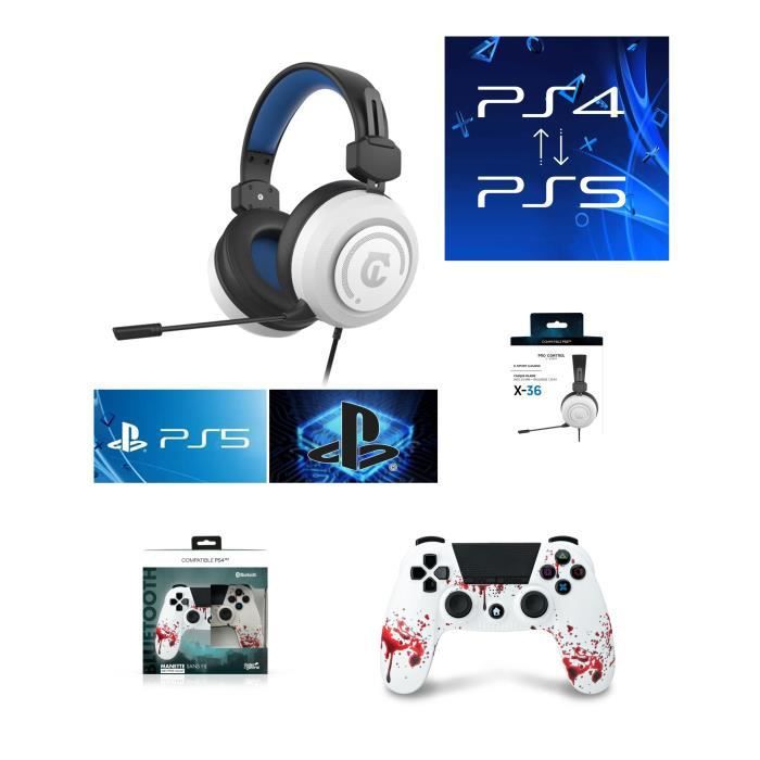 Under Control PS4 Zombie White Bluetooth Controller + White Headset 1704