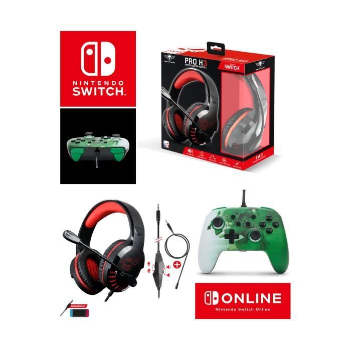 Paquete de Controlador Filar Oficial Nintendo Zelda Héroe para Switch + Auricular Gamer PRO H3 Rojo Spirit of Gamer SWITCH