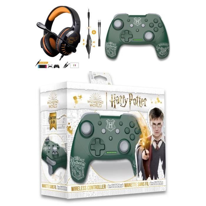 Auriculares con cable de Nintendo Harry Potter Verde Slytherin - Micrófono plegable - Conectores de 3,5 mm