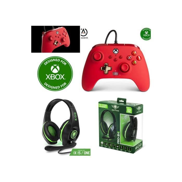 Controlador oficial Spirit of Gamer XBOX ONE-S-X-PC Rojo + Auricular para juegos H3 PRO para XBOX ONE/S/X/PC