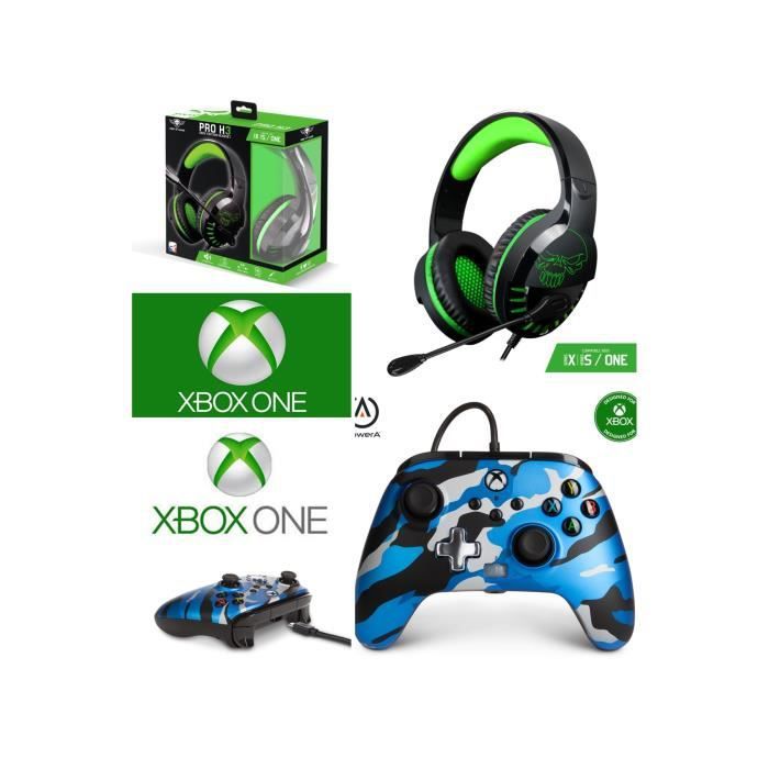 Controlador Camuflaje Azul Metalizado Spirit of Gamer Xbox One/S/X/PC + Auricular Gamer PRO H3