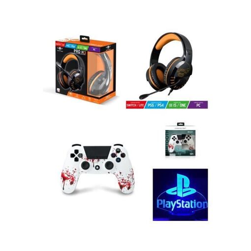 Paquete de Maneta PS4 Pro H3 - Espíritu del Jugador - Controlador Bluetooth y Auricular de Juego