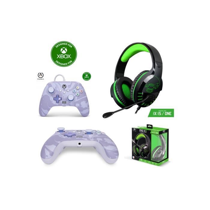 Manette Spirit of Gamer Xbox One/S/X/PC Édition Spéciale - Lavande Tourbillon + Casque de Jeu Professionnel