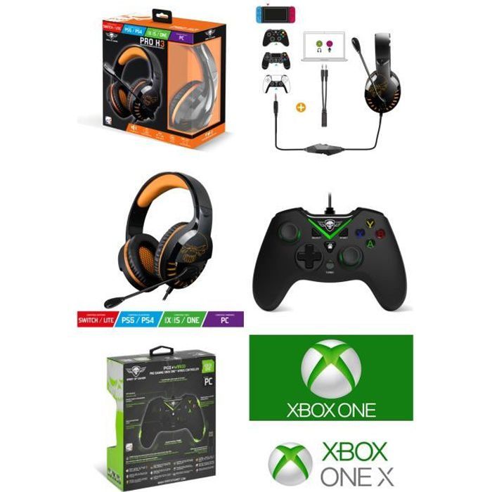 Casque de jeu PRO H3 Spirit of gamer pour Nintendo Switch, PlayStation 5/4, Xbox Series XS/One et PC - Noir