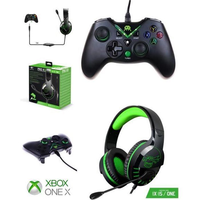 Controlador Spirit of Gamer Xbox One S - Negro + Auriculares Gaming H3 PRO