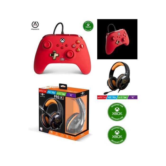 Controlador Spirit of Gamer Xbox One/S/X/PC Oficial - Auricular Gaming PRO H3 Naranja