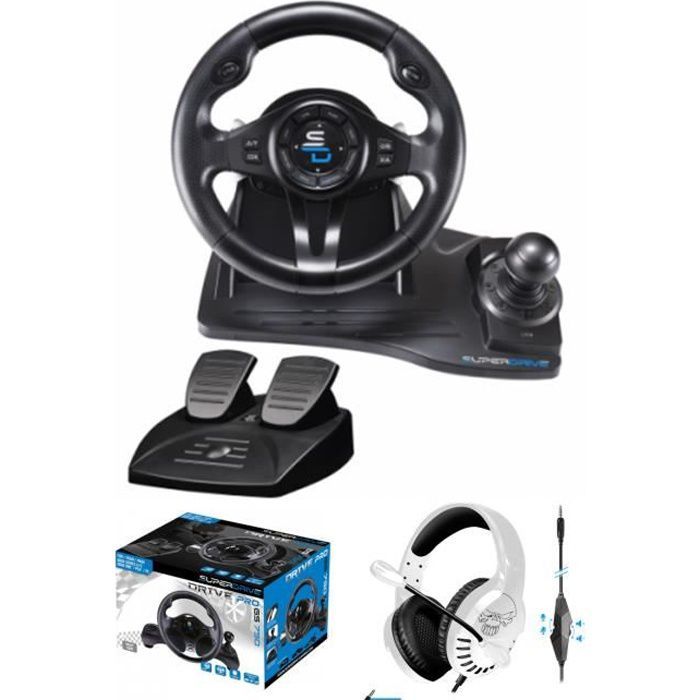 Volante de juego Subsonic Race Pro GE 550 (Xbox Series XS/PS3/PS4/PC) con pedales y palanca de cambios, más casco Spirit