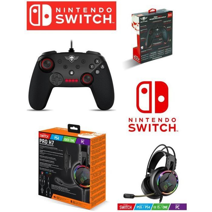 Spirit of Gamer Nintendo Switch Pro Gaming Controller + H7 Pro Switch Edition Headset