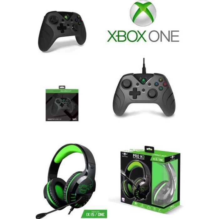 Controlador Spirit of Gamer XBOX ONE-S-X-PC - PRO H3 - Negro - Con cable - Auricular con micrófono