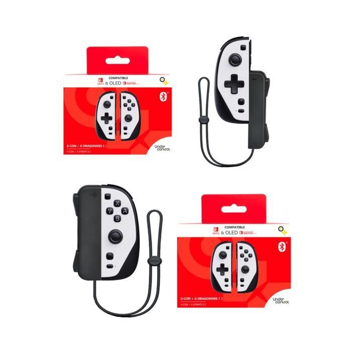 Under Control Joycon Controllers for Nintendo Switch - Black and White + Straps V2