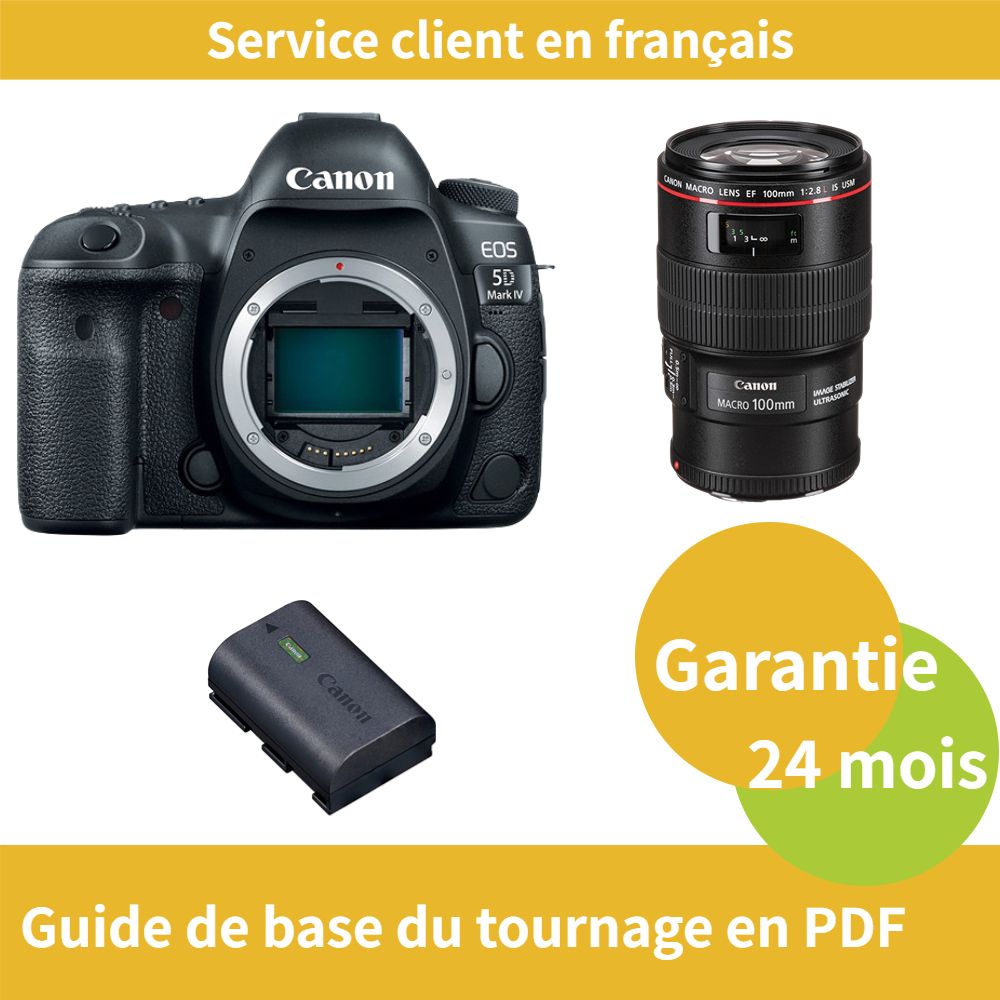 Canon EOS 5D Mark IV Camera + Canon EF 100mm f/2.8L IS USM Macro Lens + Official Canon LP-E6NH Battery