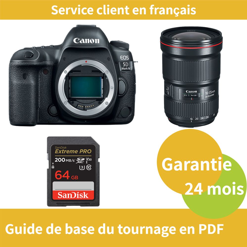 Canon EOS 5D Mark IV Camera + Canon EF 16-35mm f/2.8L III USM Lens + SanDisk 64GB Extreme PRO SDXC UHS-I U3 V30 4K Card