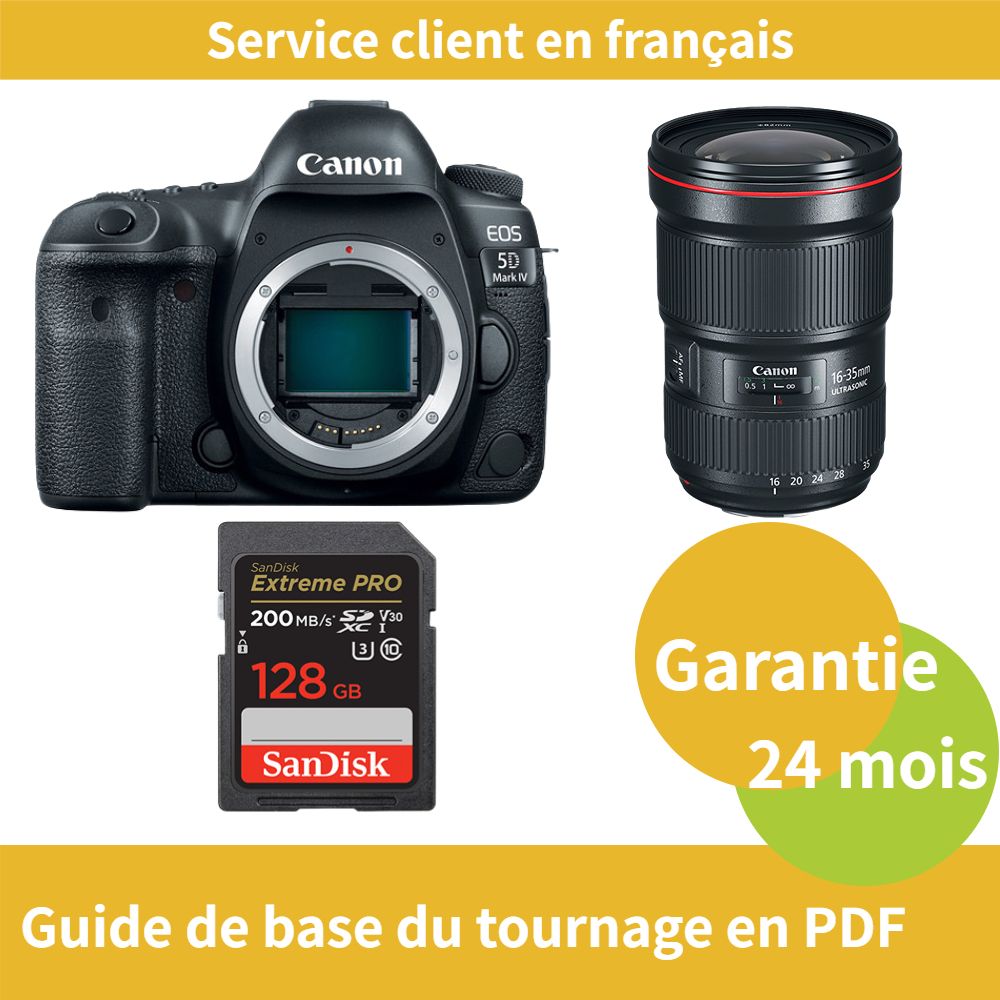 Canon EOS 5D Mark IV Camera + Canon EF 16-35mm f/2.8L III USM Lens + SanDisk 128GB Extreme PRO SDXC UHS-I U3 V30 4K Card