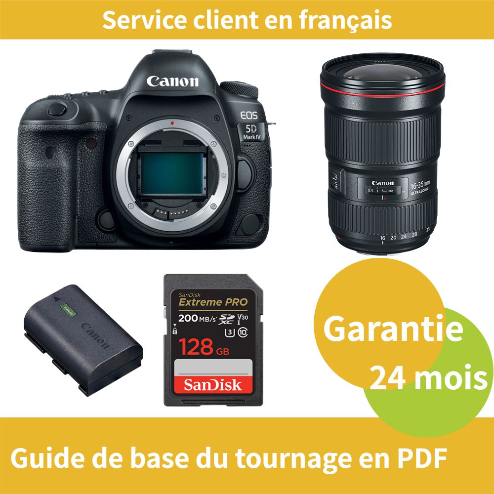 Canon EOS 5D Mark IV Camera Kit with EF 16-35mm f/2.8L III USM Lens, LP-E6NH Battery, and SanDisk 128GB Extreme PRO SDXC Card
