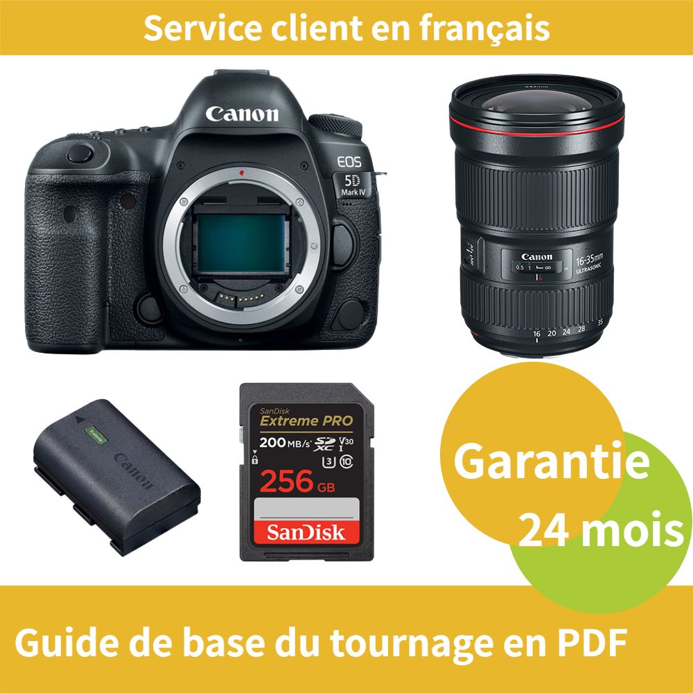 Canon EOS 5D Mark IV Camera + Canon EF 16-35mm f/2.8L III USM Lens + Official Canon LP-E6NH Battery + SanDisk 256GB Extreme PRO SDXC UHS-I U3 V30 4K Card