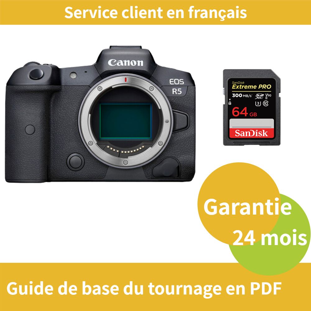 Canon EOS R5 Camera + SanDisk 64GB Extreme PRO SDXC UHS-II Card