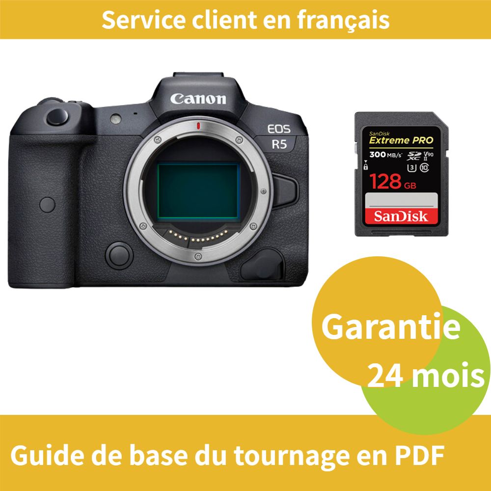 Canon EOS R5 Camera + SanDisk 128GB Extreme PRO SDXC UHS-II Card