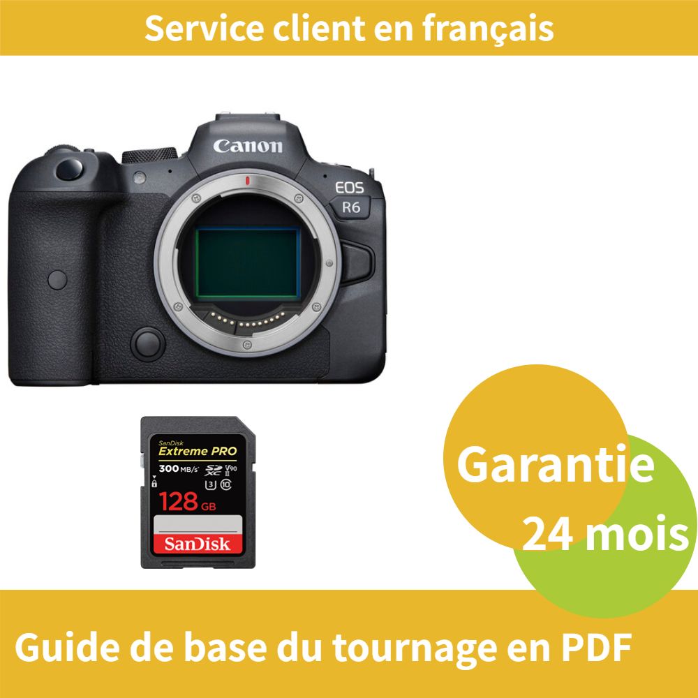 Canon EOS R6 Camera + SanDisk 128GB Extreme PRO SDXC UHS-II Card