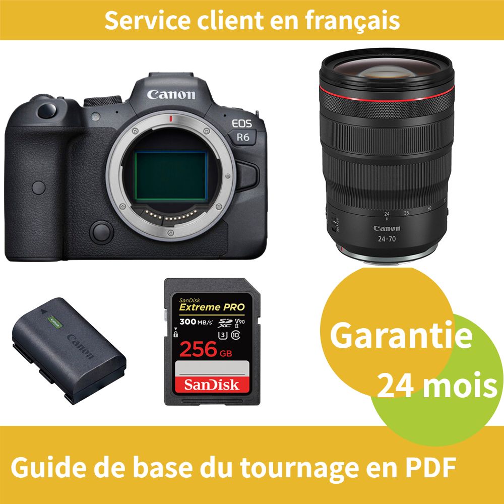 Canon EOS R6 Camera Kit with RF24-70mm f/2.8L IS USM Lens, LP-E6NH Battery, and 256GB SanDisk Extreme PRO SDXC Card