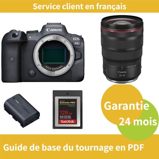 Canon EOS R6 Camera Kit with RF24-70mm f/2.8L IS USM Lens + LP-E6NH Battery + 128GB SanDisk Extreme SD Card (Type B)