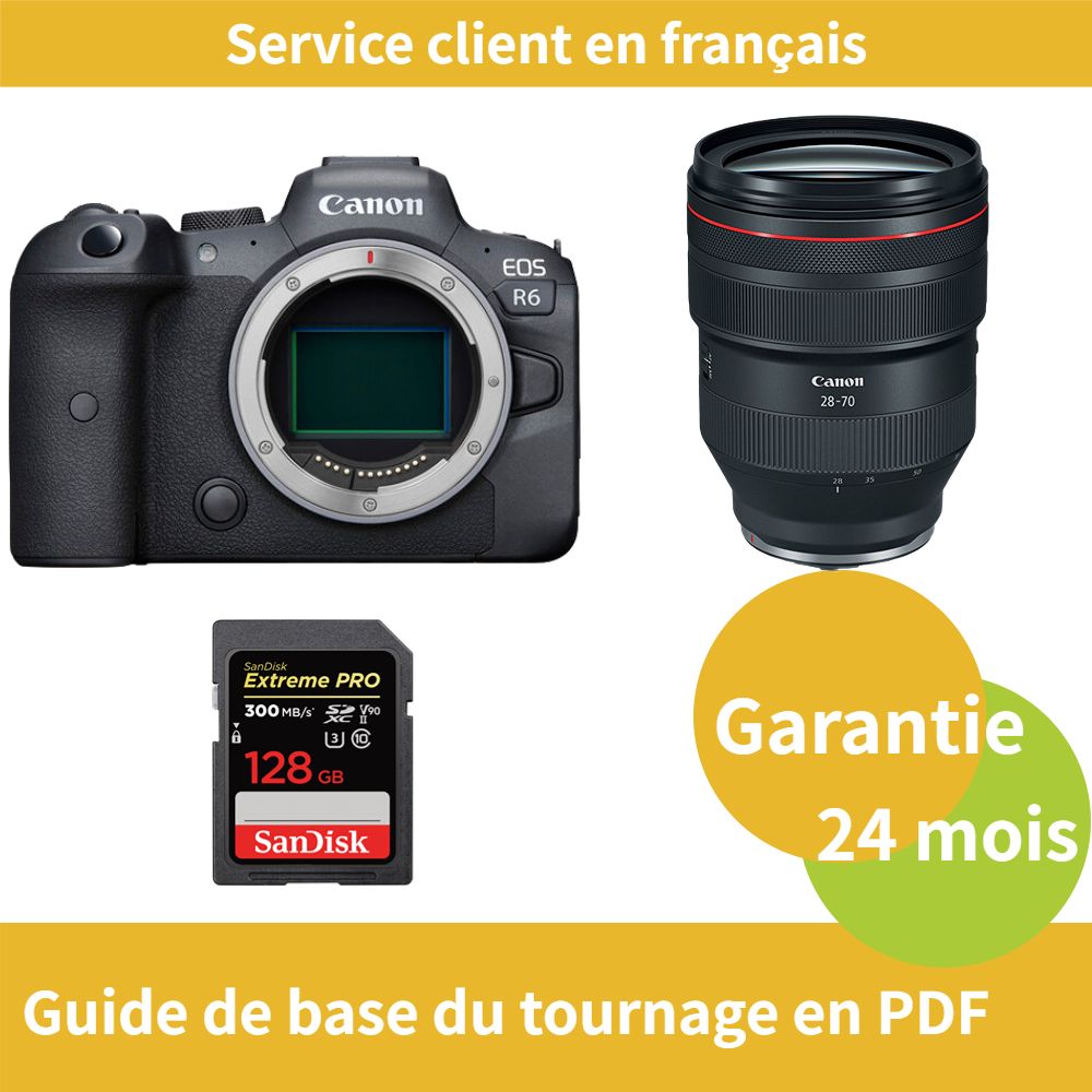 Kit Canon EOS R6 avec objectif RF 28-70mm f/2 L USM et carte SDXC SanDisk 128 Go Extreme PRO