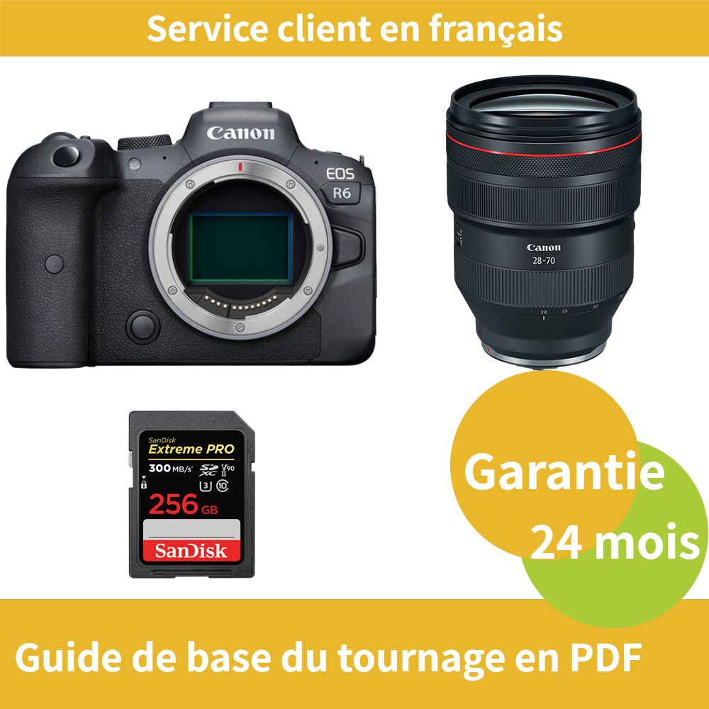 Kit Canon EOS R6 avec objectif RF 28-70mm f/2 L USM et carte SDXC Ultra Pro SanDisk de 256 Go