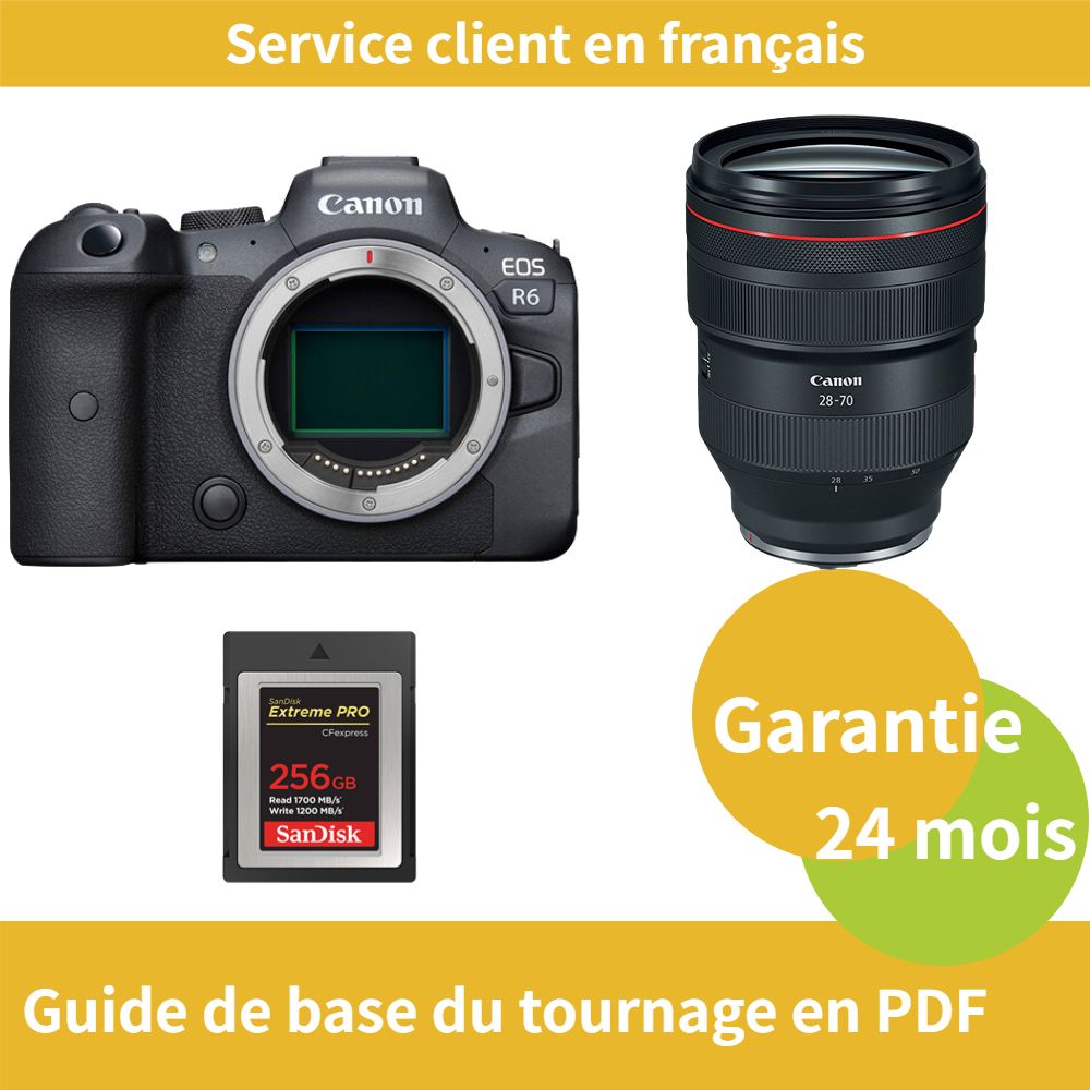 Canon EOS R6 Camera Kit with RF 28-70mm f/2 L USM Lens and SanDisk 256GB Extreme SD Card (Type B)