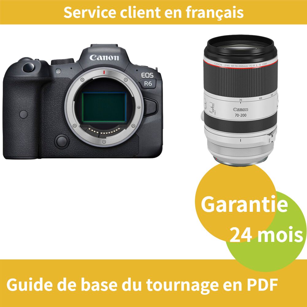 Appareil photo Canon EOS R6 avec objectif Canon RF 70-200mm f/2.8 L IS USM